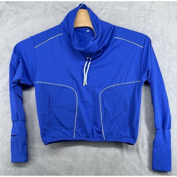 Free People FP Movement On The Rise Windbreaker Crop Blue Jacket Women's Small S - Picture 1 of 5